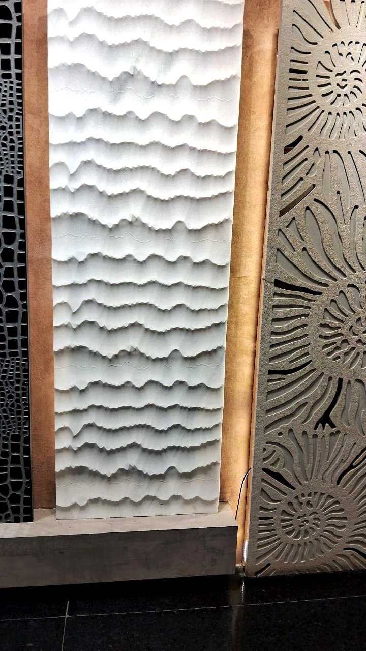 CNC-sculpted marble wall art panel