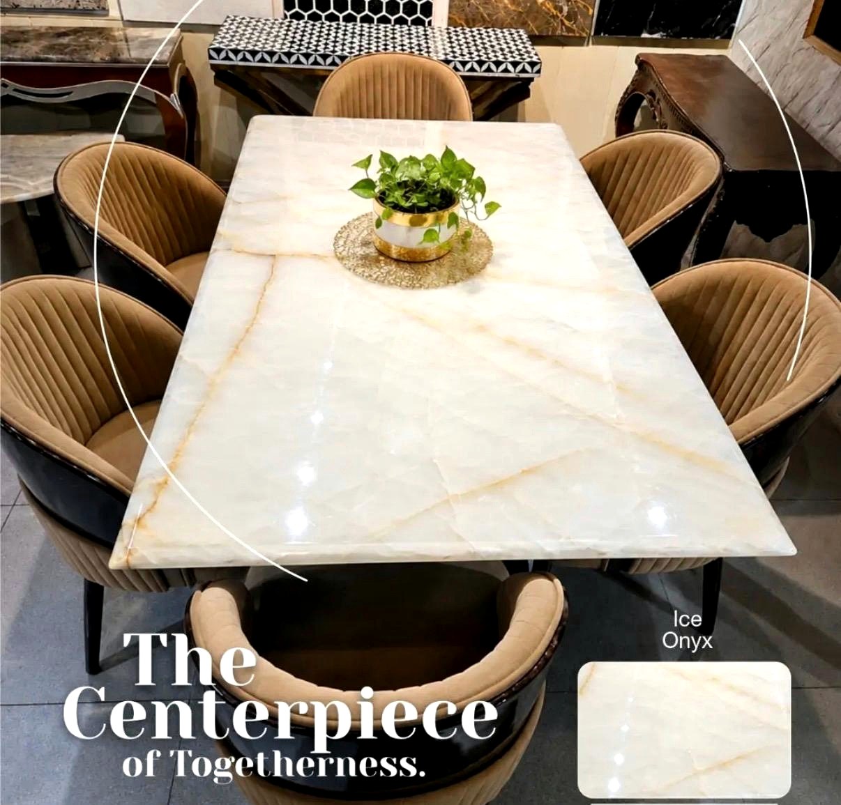 Aura Ice Onyx Dining Table - Ice Onyx